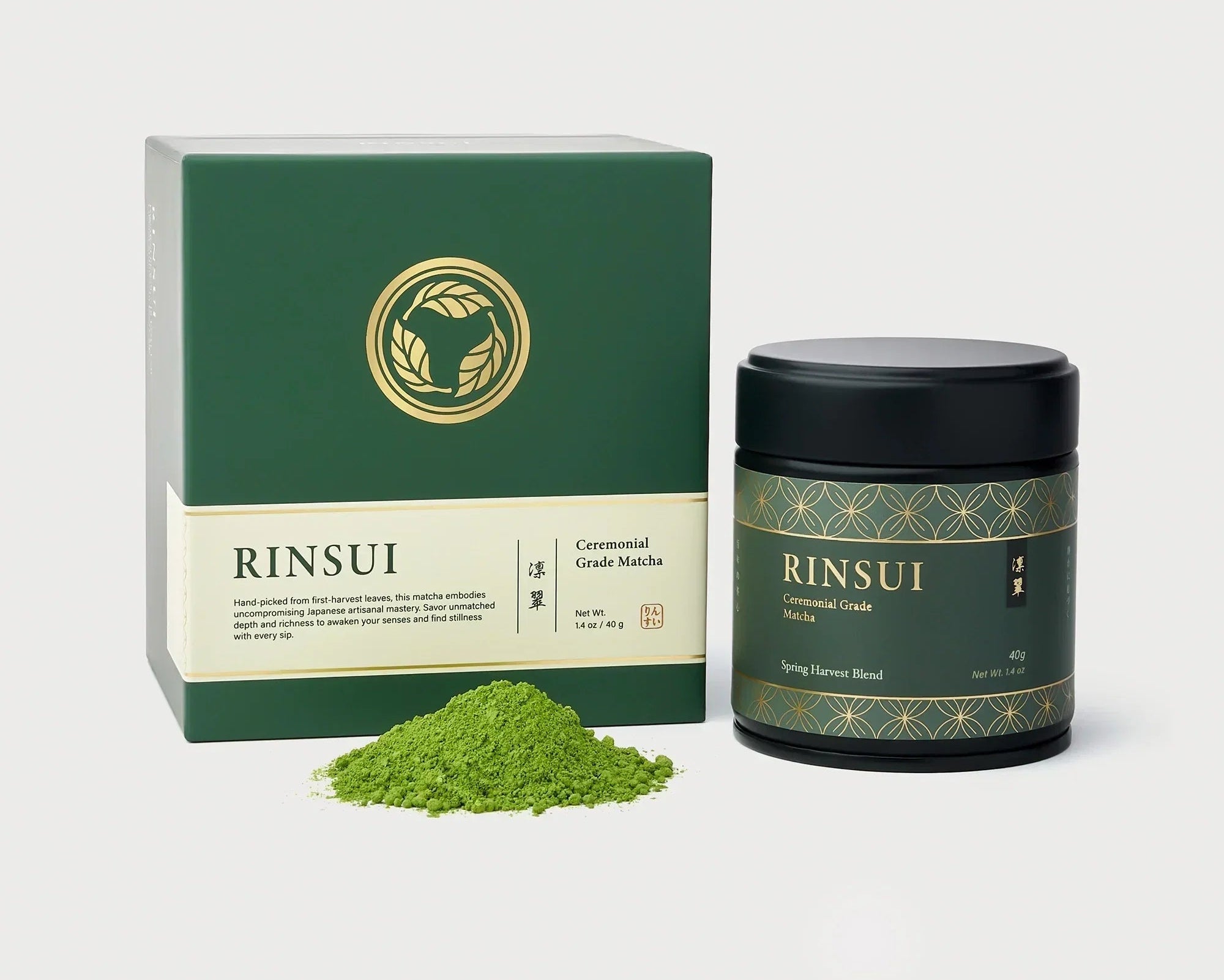 RINSUI Spring Harvest Blend japanese ceremonial grade organic matcha with delicate floral and seaweed notes from Miyazaki first flush spring harvest 1